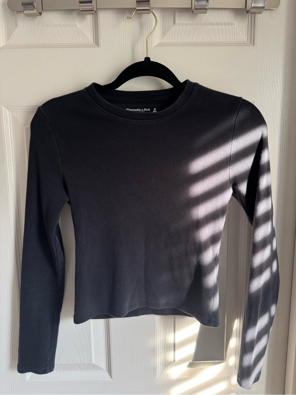 Abercrombie & Fitch Black Long Sleeve Ribbed Crew Tee